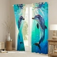thumbnail image 3 of Feelyou Dolphin Black Out Curtains, Romantic Sealife Curtains Pack of 2 (42x63 Each), 3 of 6