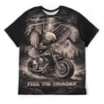 thumbnail image 2 of LAOLIUSN Men's Eagle Motorcycle Graphic T-Shirt, 3D Print Performance Stretch Biker Tee, Sizes S-4XL, 2 of 6