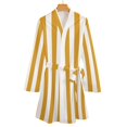 thumbnail image 4 of Aesthetic Chrome Yellow And White Vertical Night Robe Long Sleeve V Neck Robe With Belt Women's Sleepwear Dresses, 4 of 9