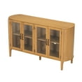 thumbnail image 3 of Christopher Knight Home 58" Large Storage Cabinet with 4 Glass Doors, Wood Frame, Stylish Style, Natural, 3 of 12