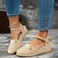 thumbnail image 2 of Women Espadrilles Wedge Sandals Closed Pointed Toe Casual Walking Sandal Ladies Slingback Ankle Strap Low Heel Shoes Yellow 6, 2 of 5