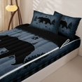 thumbnail image 3 of Homewish Buffalo Plaid Bear Art Zipper Twin Comforter Sets with Fitted Sheet and 2 Pillowcases,Pine Silhouette Zipper Bedding Set For Boys,Black Reversible,4pcs, 3 of 7