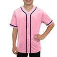 thumbnail image 3 of Tranfacy Kids Boys 3-15 Years Summer Tops Short Sleeve V-Neck Solid Mesh Baseball Style Blouses Shirts, 3 of 5