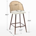 thumbnail image 4 of Soges 2pcs PU Leather Bar Stool with Rattan Back, Modern Counter Height Bar Stool with Footrest for Dining Room Kitchen, Beige Cushion, 4 of 6