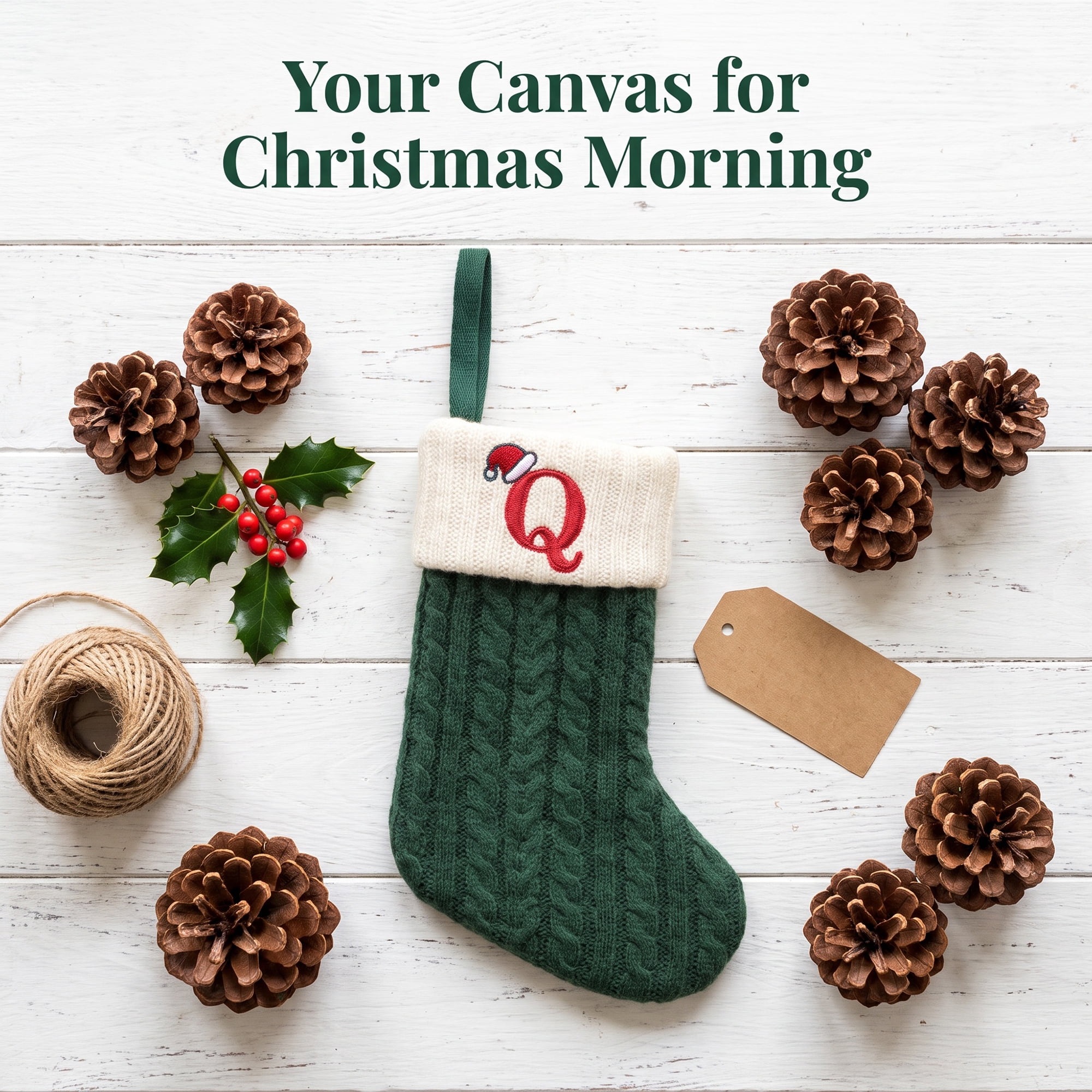 Unique Bargains Christmas Luxury Grand Hearth Accent Stocking Green Letter Q 8"