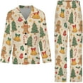 thumbnail image 4 of Top-kevin Champagne Glasses Snowflakes Pine Women's Long-Sleeve Shirt And Full-Length Bottom Pajama Set, 4 of 12