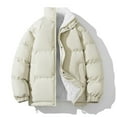 thumbnail image 3 of MELDVDIB Mens Quilted Puffer Jacket Zip-Up Thickened Winter Long Sleeve Stand Collar Coat Solid Color Fleece Lined Outwear Tops with Pocket, 3 of 3