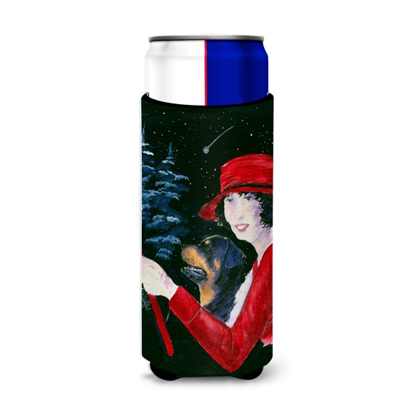 Caroline's Treasures SS8551MUK Lady driving with her Rottweiler Ultra Hugger for slim cans, Slim Can, multicolor