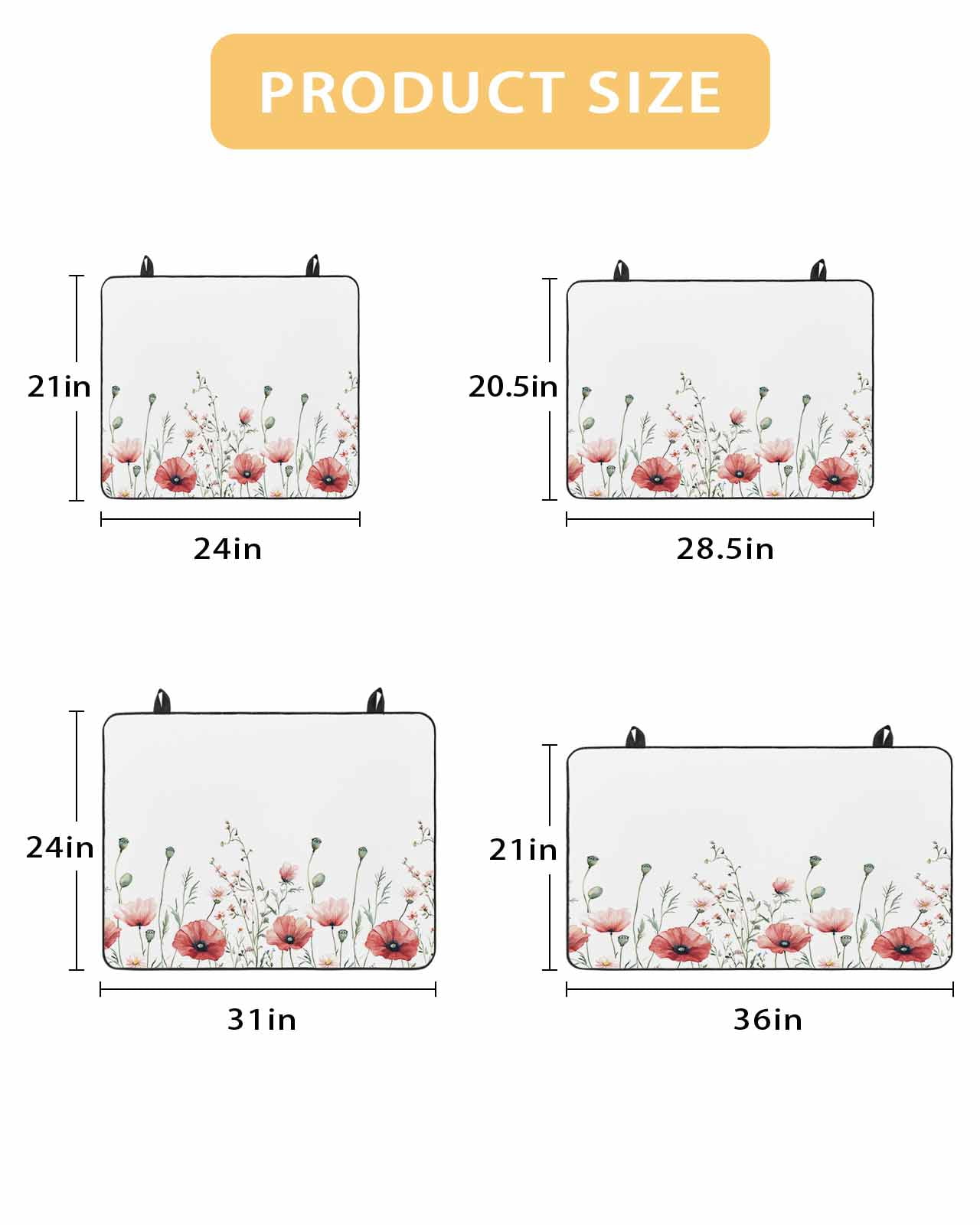 nqOlkjepod Large Induction Cooktop Protector Mat 24"x21", Red Poppy Flower Stove Top Covers for Electric Stove, Garden Floral Botanical Painting Stove Burner Cover Mats, Glass Top Stove Cover