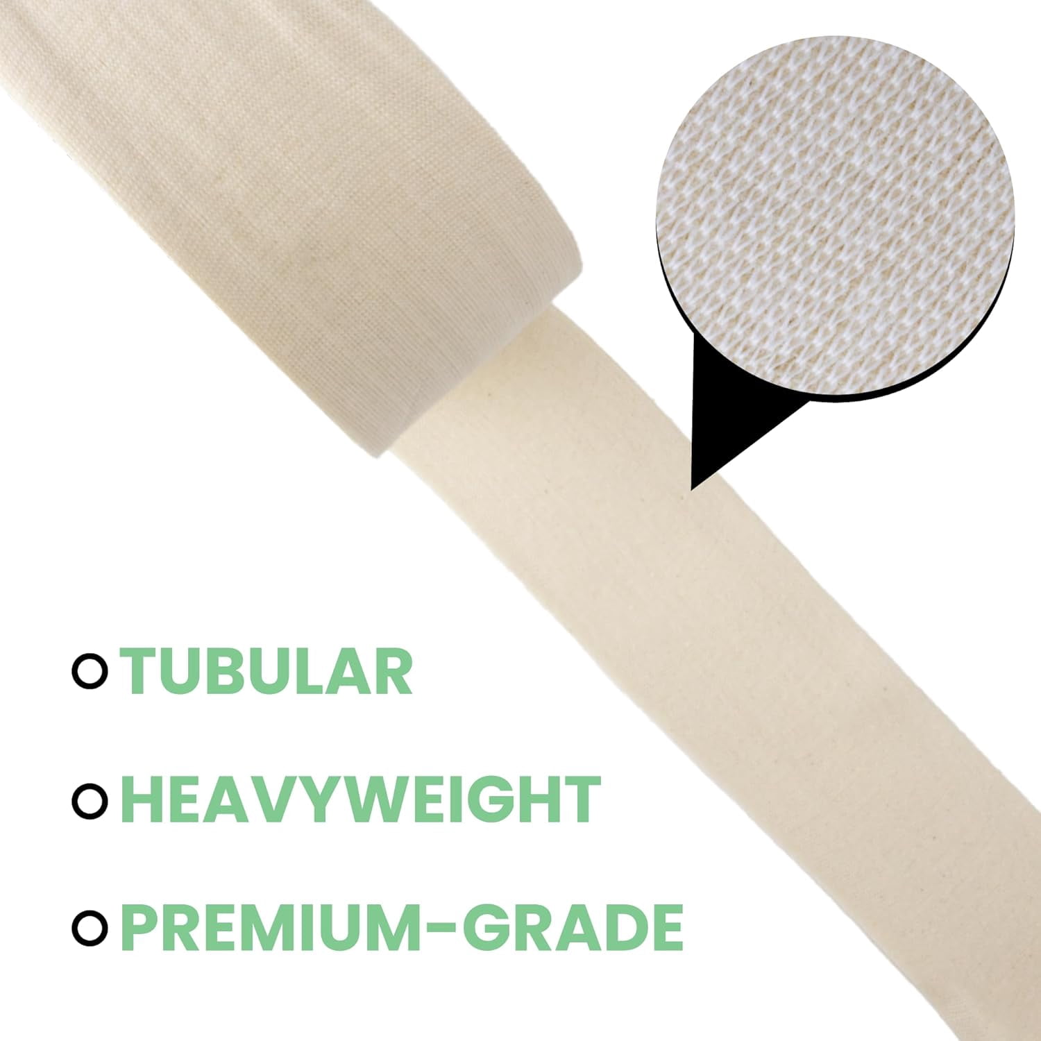 Tubular Stockinette, 2” x 25 yds., Tubing Support Bandage Roll for Arm, Knees, & Legs, Heavyweight & Premium-Grade