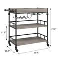 thumbnail image 4 of Rustic Bar Cart | 3-Tier Design | 360° Rotating Casters | Easy Assembly, 4 of 7