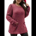 thumbnail image 3 of Camisas de Larga para Mujer Suéteres Largos con Bolsillos Tops Tipo Túnica Corte Holgado Rojo M, 3 of 8