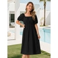 thumbnail image 5 of DARING DIVA Eyelet Square Neck Short Sleeve A Line Midi Dress M Black, 5 of 8