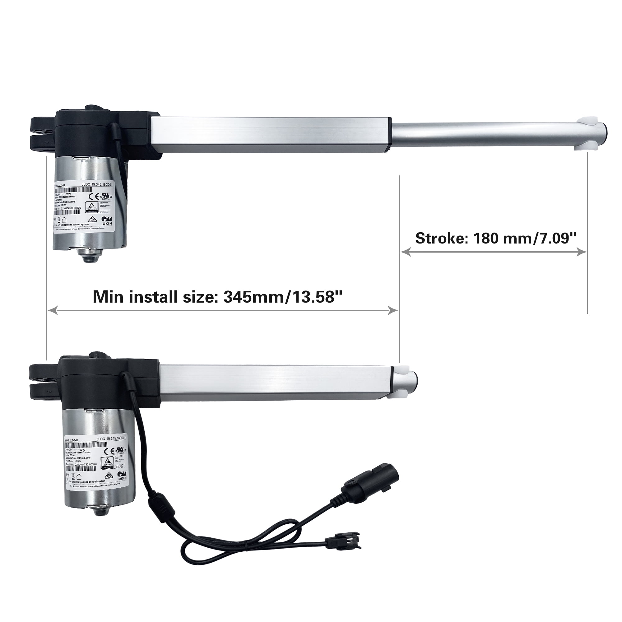 Okin Motor Model JLDQ.19.345.180D01 Linear Actuator Replacement for Electric Sofa Lift Chairs Power Recliner