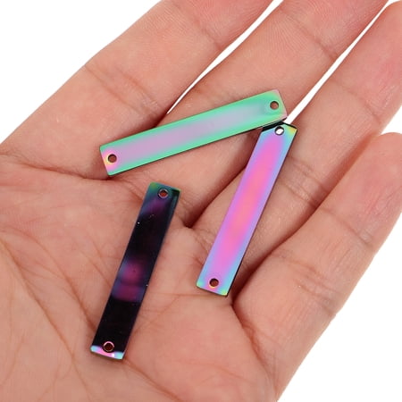 FOMIYES 10Pcs Assorted Color Metal Blank Tags for Crafting Keychain Bag Hanging Decoration
