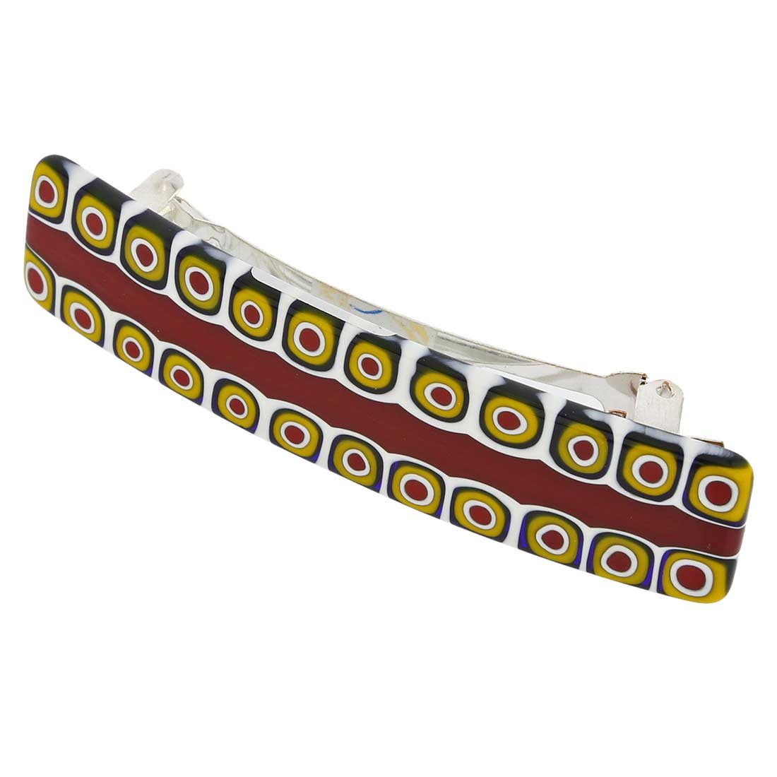 GlassOfVenice Murano Glass Millefiori Hair Clip - Maroon and Yellow