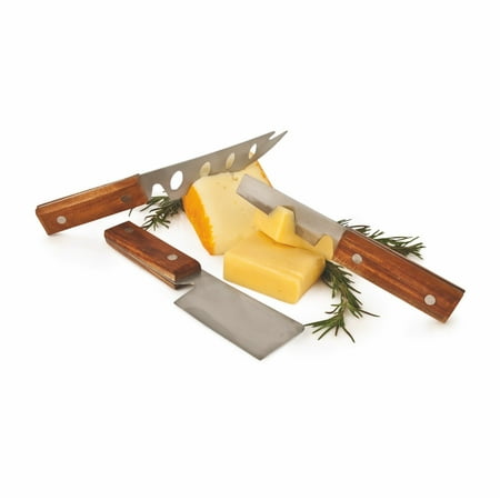 Door Trophy Case Wood Veneer - Cheese Spreader, Wood Handle Stainless Steel Chisel Knife Cheese Spreaders Set (Sold by Case, Pack of 6)