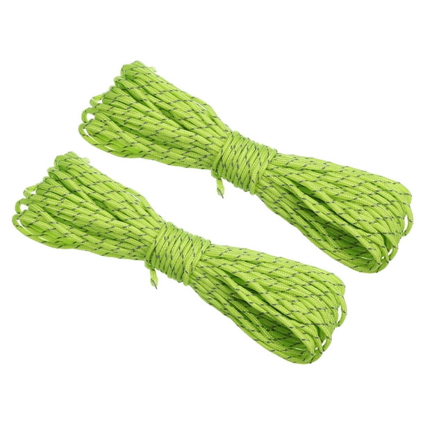 Cuerda de paracord reflectante de 20 pies para camping Uxcell de 3 mm de nylon, color verde claro, 2 piezas