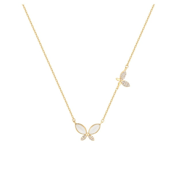 Y collar de ópalo para mujer, cadena clavicular con forma de animal chapada en oro y plata, estilo escarchado