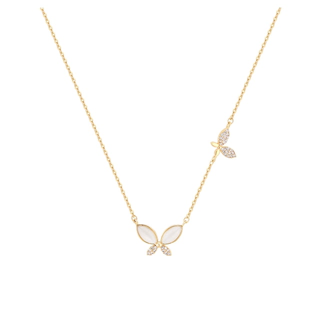 Y Collar de Ópalo para Mujer Chapado en Oro Plata Cadena de la Clavícula en Forma de Animales Estilo Escarcha