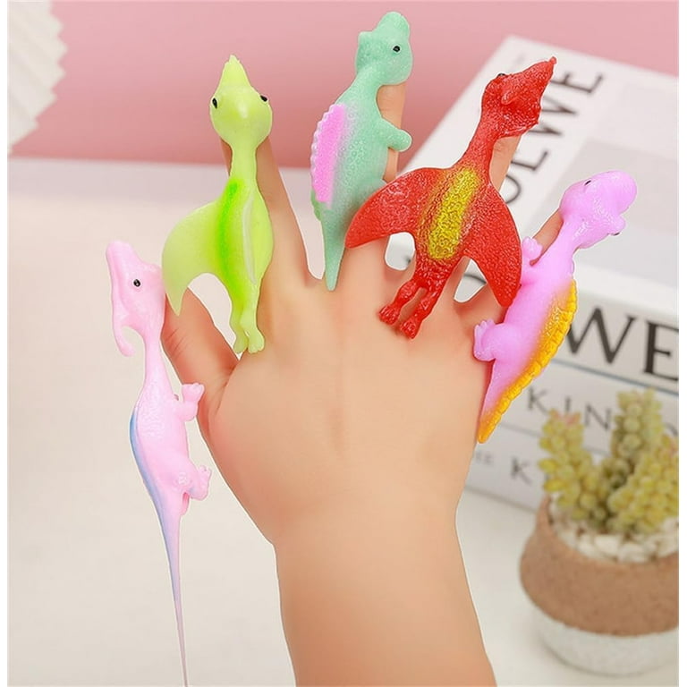 5pcs Slingshot Dinosaur Finger Toys,Dinosaur Finger Slingshot,Mini Rubber  Flying Dinosaur Toys