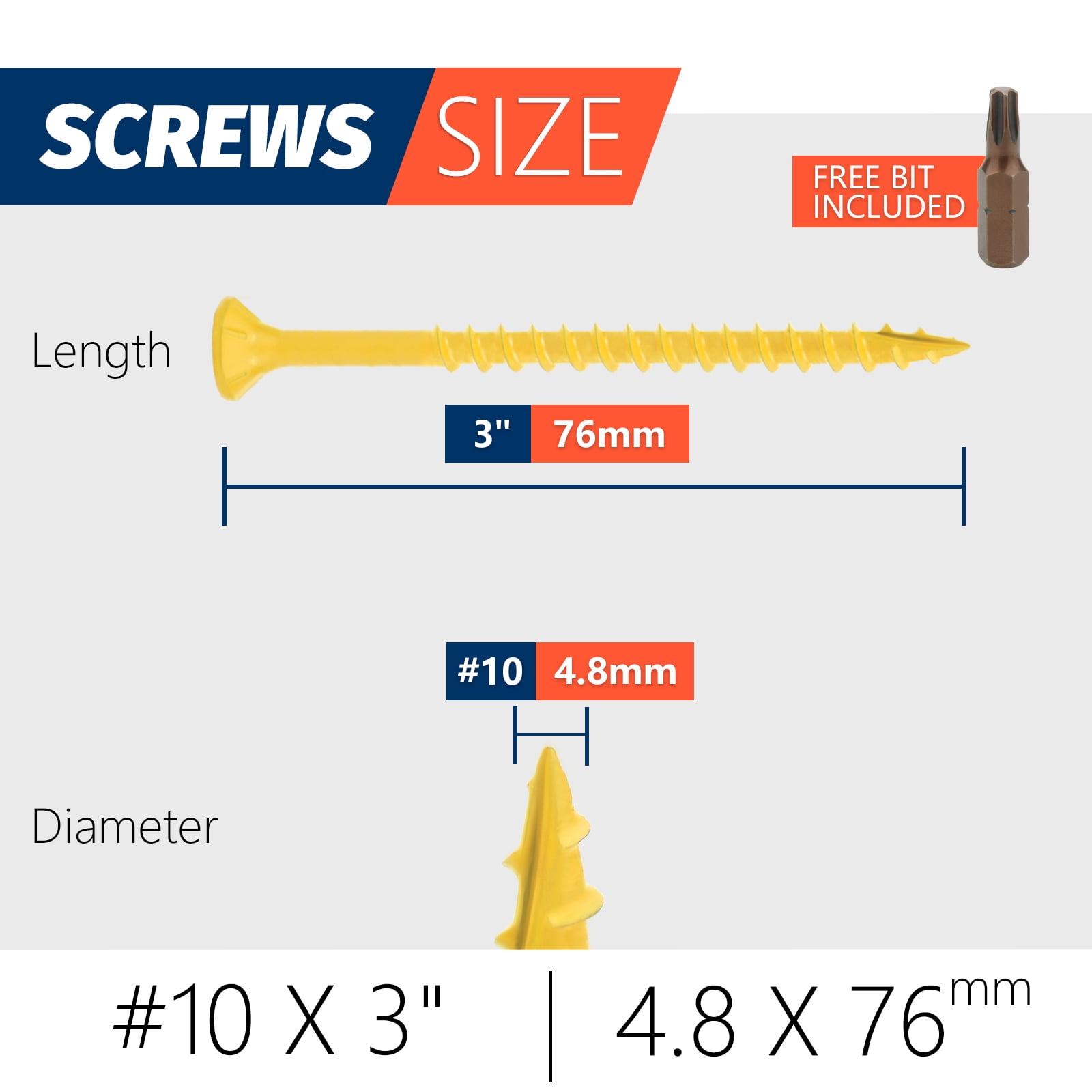 #10 x 3 in. Tan Star Flat Head Deck Screws, Exterior Wood Screws, 4.5 lb Box (350-Pieces)
