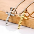 thumbnail image 2 of QQTDFG Crucifix Cross Necklace for Men Women Stainless Steel Lords Prayer Pendant Chain-Gold, 2 of 9