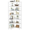 thumbnail image 6 of 7-Tier Corner Bookshelf White - Metal Frame Tall Storage Display Rack, Modern Freestanding Organizer For Living Room Home Office, 6 of 8