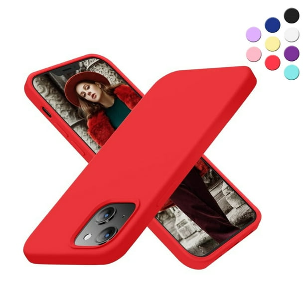 Entronix Funda de Silicona para iPhone 13, Suave Al Tacto, Antiarañazos y Antigolpes, Color Rojo