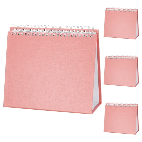 Uxcell 4 Pack Blank Desk Calendar Base, Flip Calendar Standing 8.3 x 6.7" Pearl Paper Small Desk Calendar for DIY Home Office Desktop Accessory Decor Monthly Planner, Pink