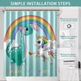 thumbnail image 2 of Cute Kids Shower Curtain for Bathroom - Funny Magic Unicorn Riding Ferocious Dinosaur Shower Curtain Sets Bathtub Decor with 12 Hooks Washable Durable Polyester Fabric 72"x72", 2 of 6