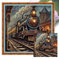 thumbnail image 1 of Kit Punto Cruz Tren Impreso Hilo Algodón Ecológico Bordado 11CT 50x50cm, 1 of 9