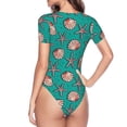 thumbnail image 4 of Naloa Starfish and Shell Women's Short-Sleeved Onesie, One-Piece Swimsuit for Parties, dates, clubs - Large, 4 of 9