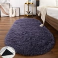 thumbnail image 3 of Soft Area Rugs Shaggy Gray Purple 39 x 63inch Oval Plush Floor Mats Carpet for Bedroom Living Room Nursery Kids Room, 3 of 7