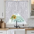 thumbnail image 6 of Floral Patterns Swag Valances for Windows, Kitchen Curtains 36 Inch Length 2 Panels Set, Silver White Flowers Leaves Aesthetic Short Curtains for Small Windows Rod Pocket Cafe Curtains Drapes 28"x36", 6 of 8