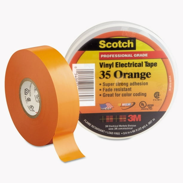 Cinta adhesiva 3M Scotch 35 de vinilo eléctrico naranja 1,9 cm x 1,7 m