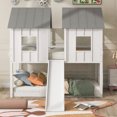 thumbnail image 2 of Twin over Twin House Bunk Bed with Slide and Windows,Wooden Bunk Bed Frame Ladder and Guardrails for Kids Teens Girls Boys,White, 2 of 7