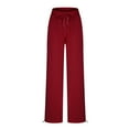 thumbnail image 5 of HBYJLZYG Straight Wide Leg Pants, Jogger Pants For Womens Drawstring Elastic Waist Casual Solid Color With Pocket Lounge Pants For Workout Running, 5 of 8