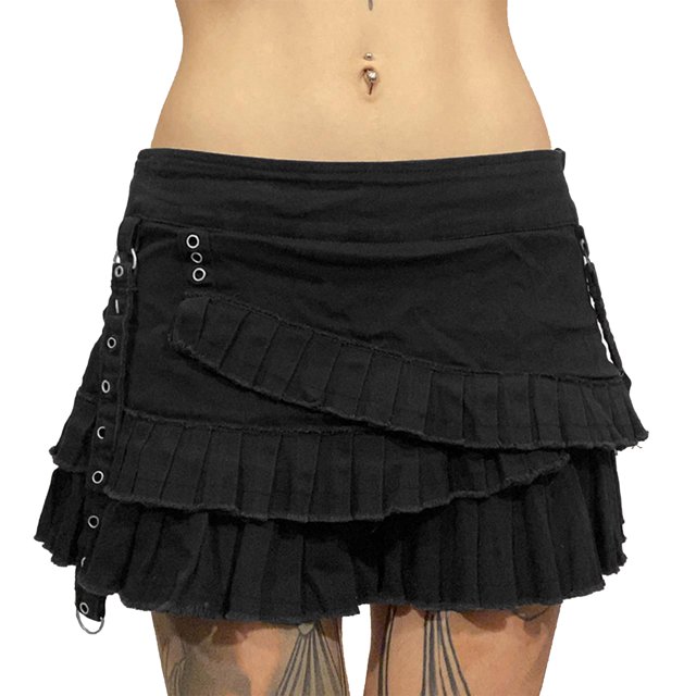Falda plisada de mezclilla sexy Ygjytge para Mujer Negro T M