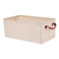 Unique Bargains Fabric Storage Bin with Handles, Collapsible Basket Beige 19*11*8in