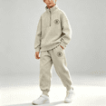 thumbnail image 2 of NEBWOAK Boys Half Zip Jogger Set 2 Piece, Khaki Sweatsuit Athleisure Tracksuit,Size 11-12 T, 2 of 8