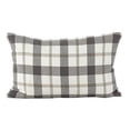 thumbnail image 1 of SARO LIFESTYLE Classic Plaid Pattern Cotton Down Filled Throw Pillow, 12" x 20", Grey, 1 of 4