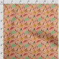thumbnail image 3 of Soimoi Insect Printed, Cotton Satin Spandex, Sewing Fabric by The Yard 54 Inch Wide, Decorative Fabric for Dresses and Home Accents, Peach, 3 of 5