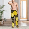 thumbnail image 5 of Uemuo Geometric Pattern with Bee Pattern Men's Wide Leg Palazzo Lounge Pants with Pockets Light Weight Loose Comfy Casual Pajama Pants-Large, 5 of 9