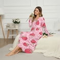 thumbnail image 3 of SEANATIVE Long Sleeve House Dress for Women Nightgown Soft Sleepwear Indoor Bedroom Dresses Winter Fall Sleepwear Stylish Nightdress for Bedtime Wear, S, Strawberry Cow Print Pink, 3 of 7