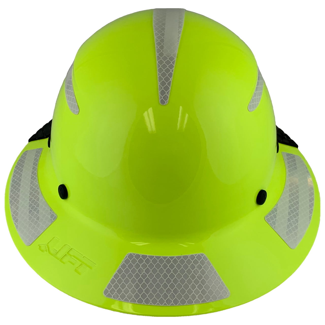 DAX Fiberglass Composite Hard Hat - Full Brim High-Viz Lime with Reflective White Decal Kit Applied