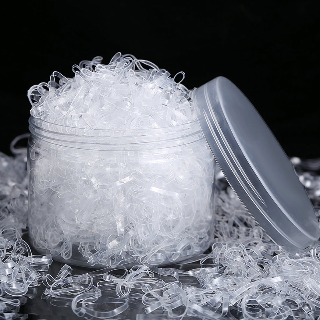 1500PCS Clear Hair Elastics Soft Small Rubber Bands Elastic Hair Ties with Box