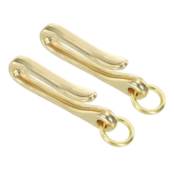 Uxcell U Shape Hook Keychain, 2 Pack 2.4" Long Solid Brass Wallet Holder Belt Clip Fish Hook Keychain