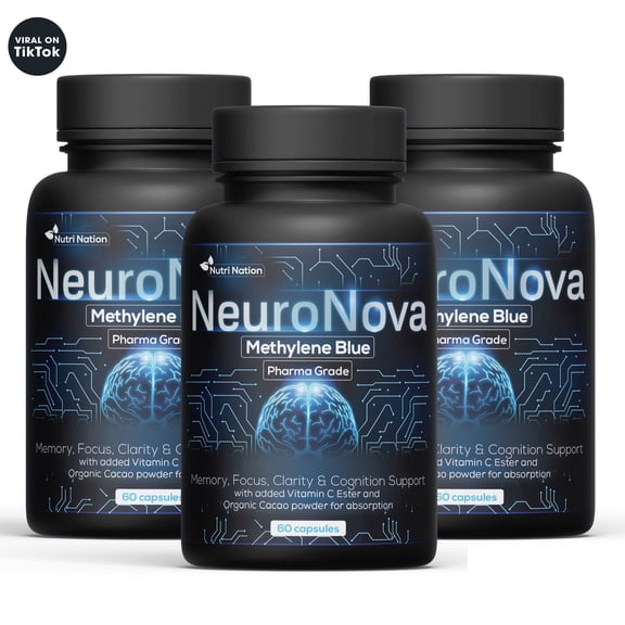 Nutri Nation Methylene Blue Capsules, Pharmaceutical Grade, 12mg, Cognitive Support, 180 Count