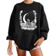 thumbnail image 5 of Sudadera Para Mujer Sudaderas de Otoño Estampado de Calavera Suelto Cuello Redondo Manga Larga Sudadera de Gran Tamaño de Lana Odeerbi ODB171587, 5 of 8